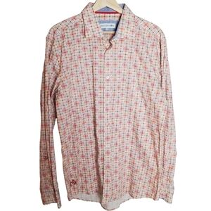 John Lennon Button Up Shirt Mens Large‎ Colorful Red Orange Record print Retro